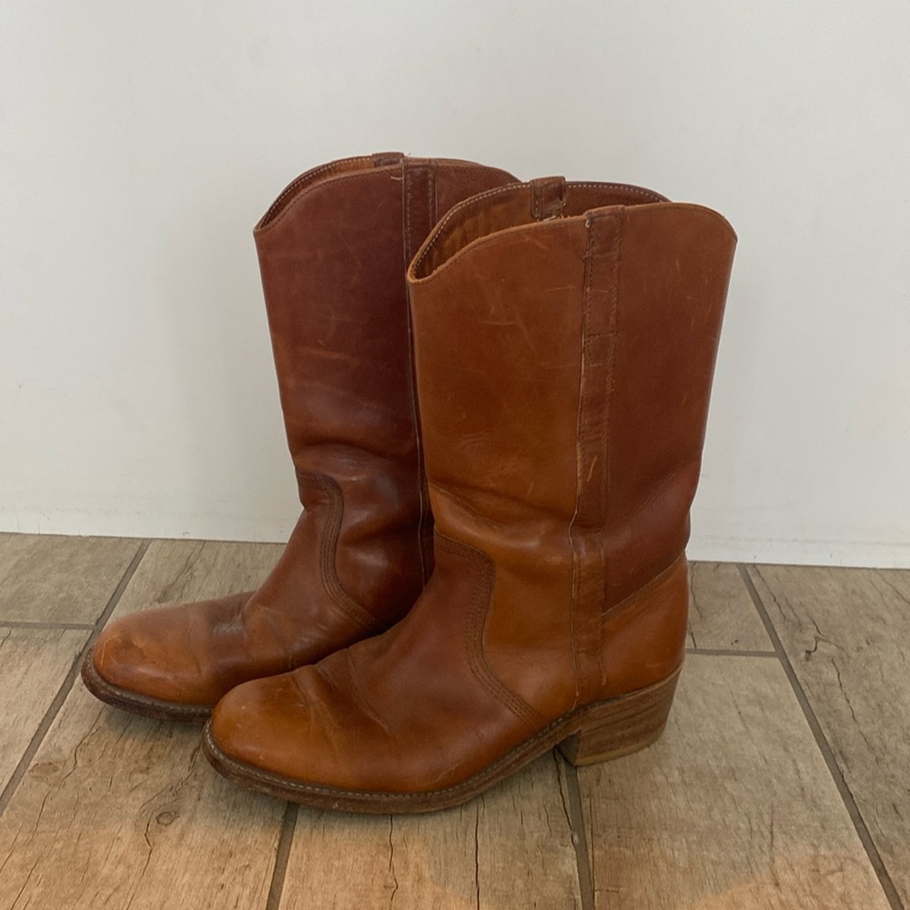 Frye Tan Leather Heeled Boots